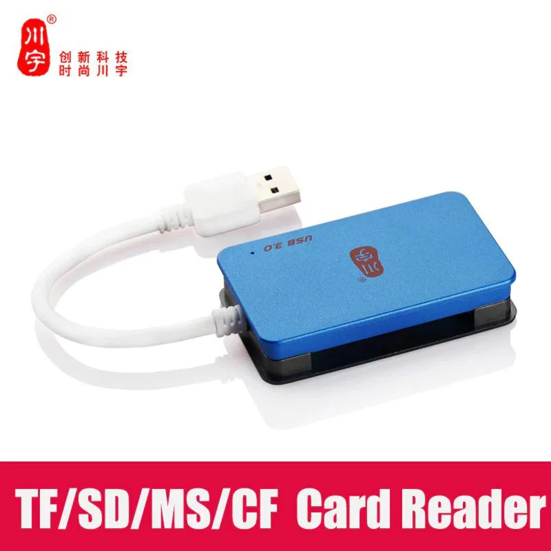 Small rectangular black card reader with four slots and USB 3.0 plug
