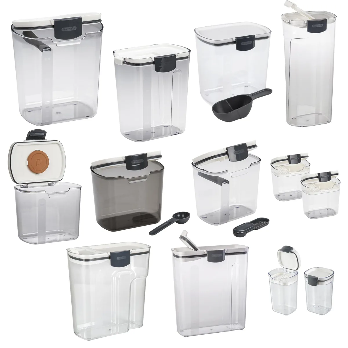 Multicolor 13-piece airtight plastic baking container set with lids and accessories