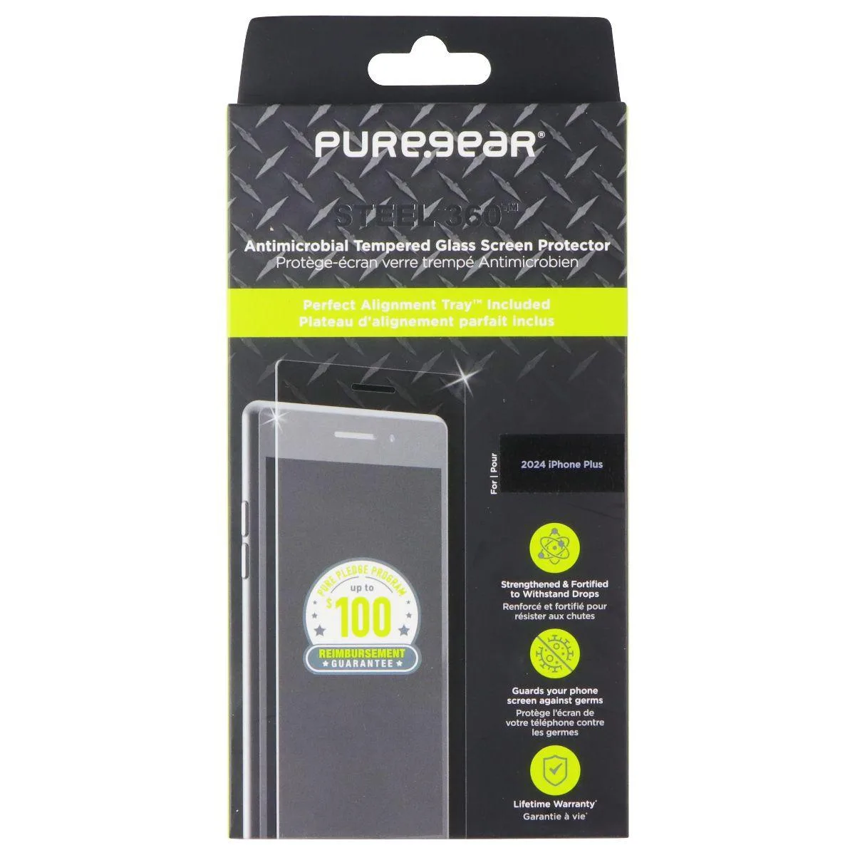 PureGear PureGear Steel 360 Tempered Glass Screen Protector for iPhone 16 Plus — product photo