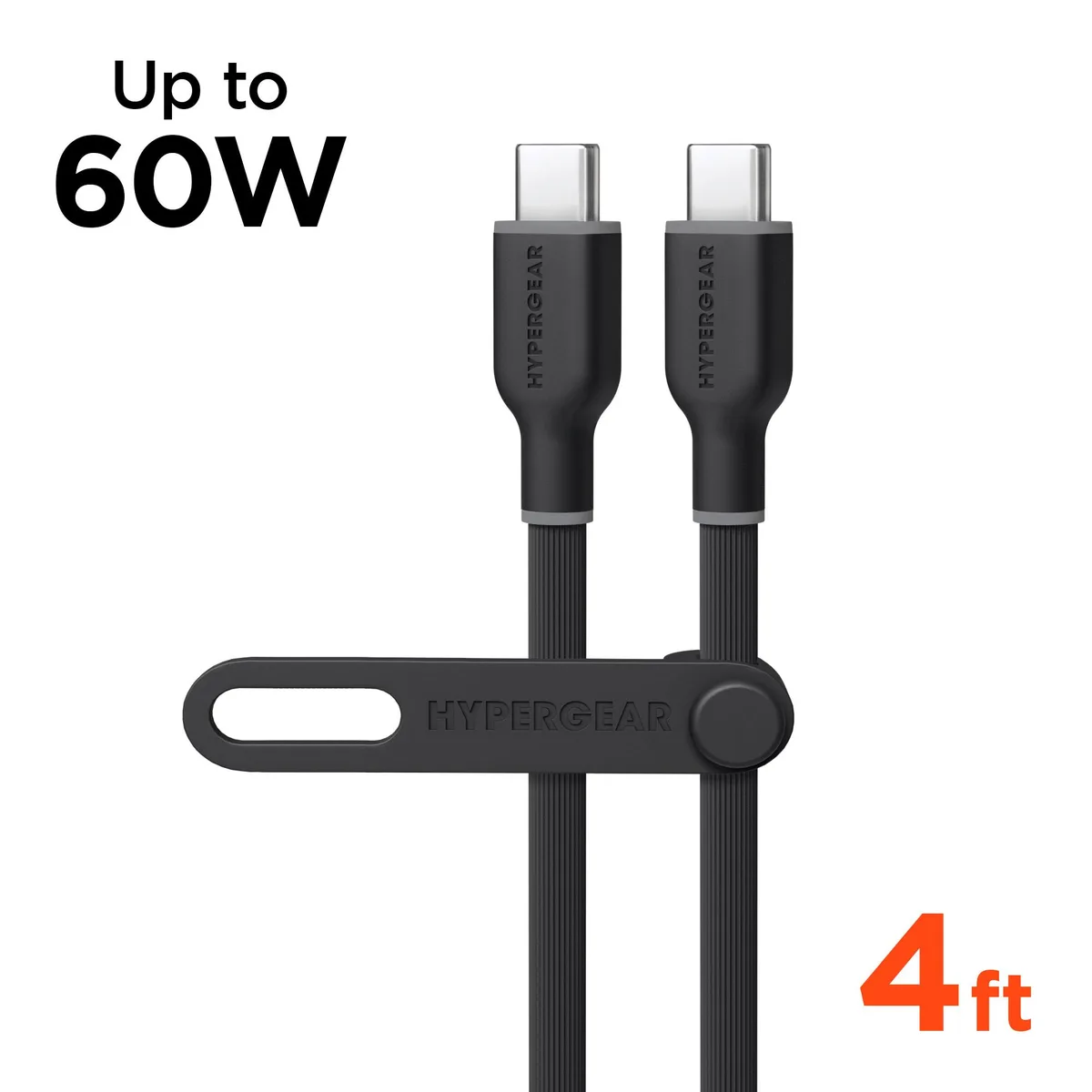 HyperGear HyperGear Flexi PRO USB-C to USB-C Cable 4ft 60W PPS Black — product photo