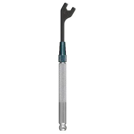 Small open-end wrench, black oxide finish, angled head