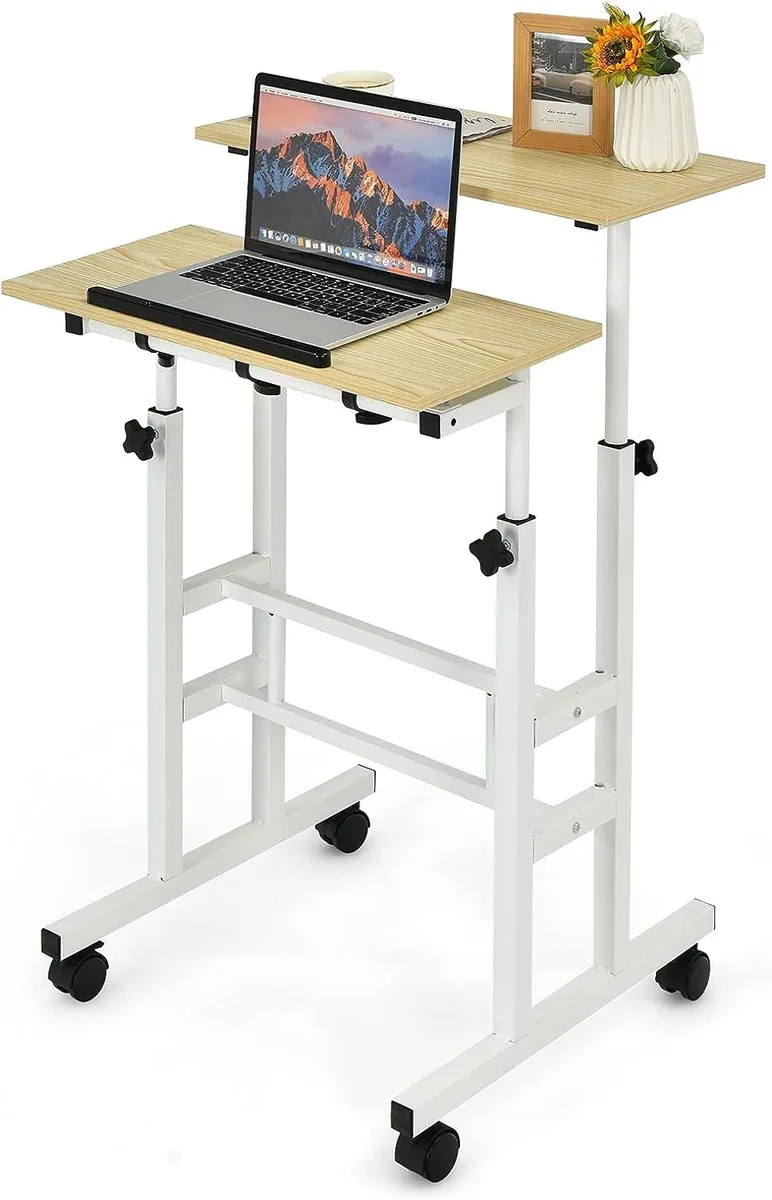 BFKK BFKK Mobile Standing Desk 24x12 Natural 28.5-49in — product photo