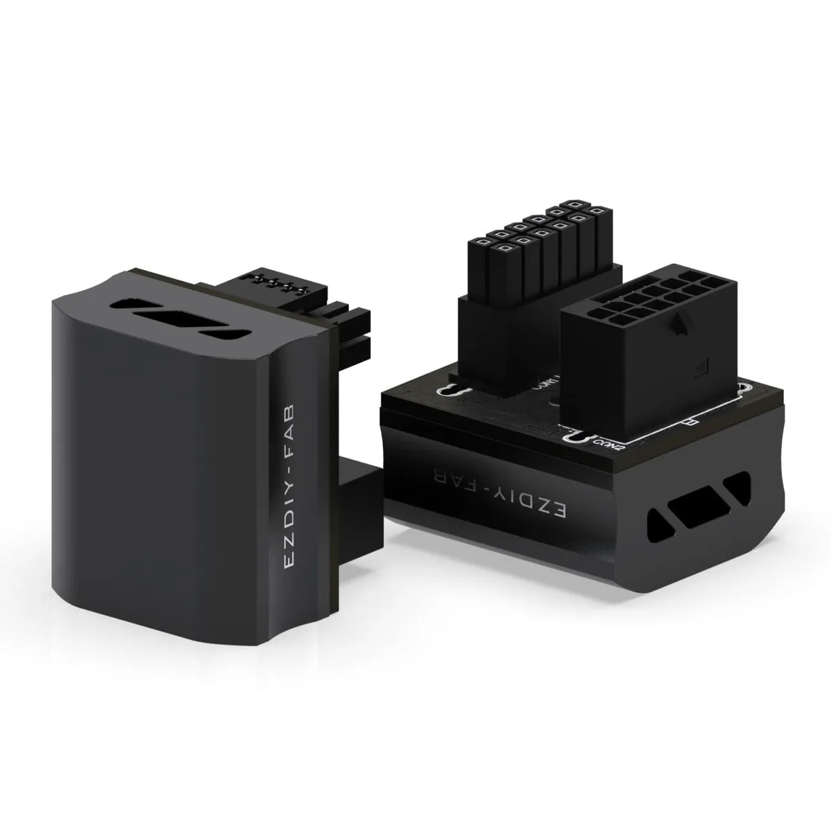 Black 12VHPWR 12+4 pin 180 degree angled power adapter with aluminum heatsink