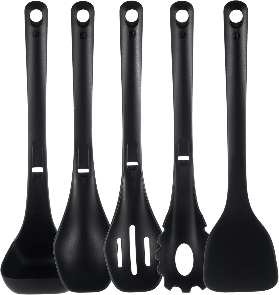 NutriChef USA NutriChef USA NCWSTKBLKUTENS 5-piece cooking utensil set black — product photo