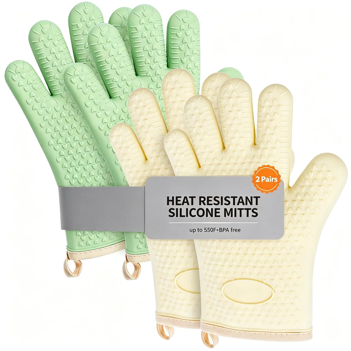  TMWEFUSC Silicone Oven Mitts 4 Pack Green 550F 3.98 — product photo