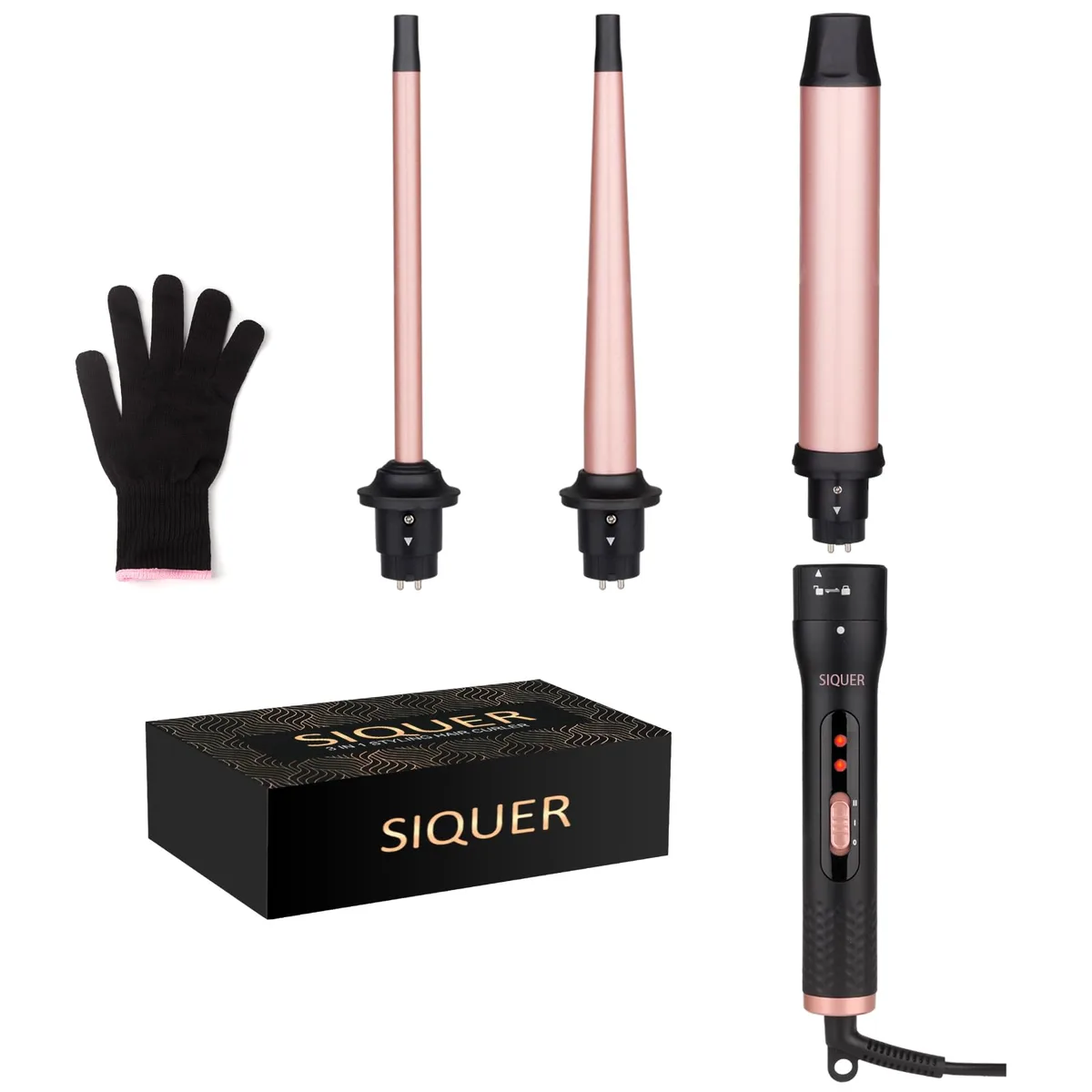  SIQUER 3-in-1 Curling Wand Set Rose Gold 1.25 Inch — product photo