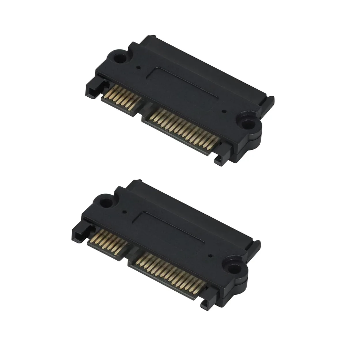 Two black SATA 22 pin male to female adapters