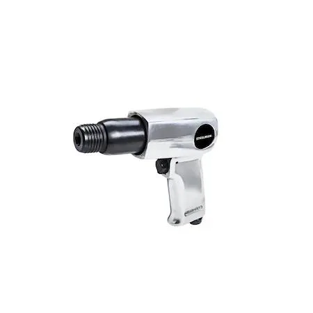 Silver pneumatic air hammer with quick-change chuck and textured grip