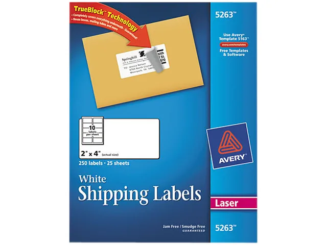 Avery Avery 5263 Shipping Labels 250 Labels 25 Sheets 10 per Sheet — product photo