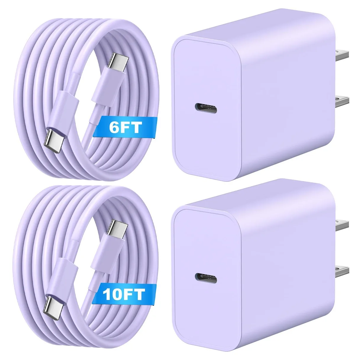 KEHIPI KEHIPI ZYH-J15 USB Type C Cable 10ft Purple Male-to-Female Fast Charging — product photo
