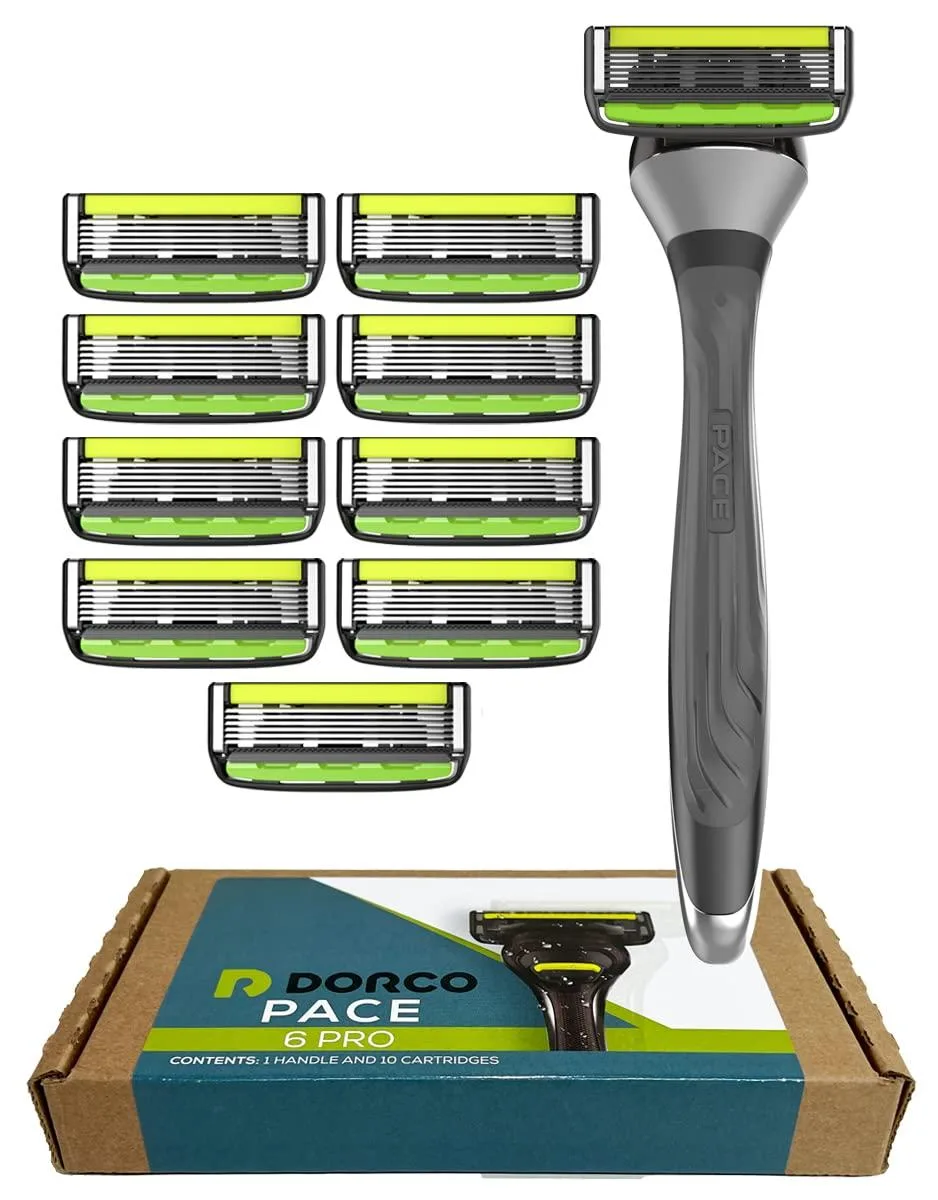 TAURKENAM TAURKENAM Dorco Pace 6 Pro Six Blade Razor System with Trimmer 10 Pack — product photo