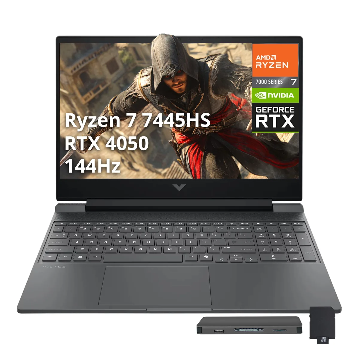 HP HP Victus 15.6" FHD 144Hz Gaming Laptop Ryzen 7 7445HS RTX 4050 16GB 512GB Mica Silver 1TB — product photo