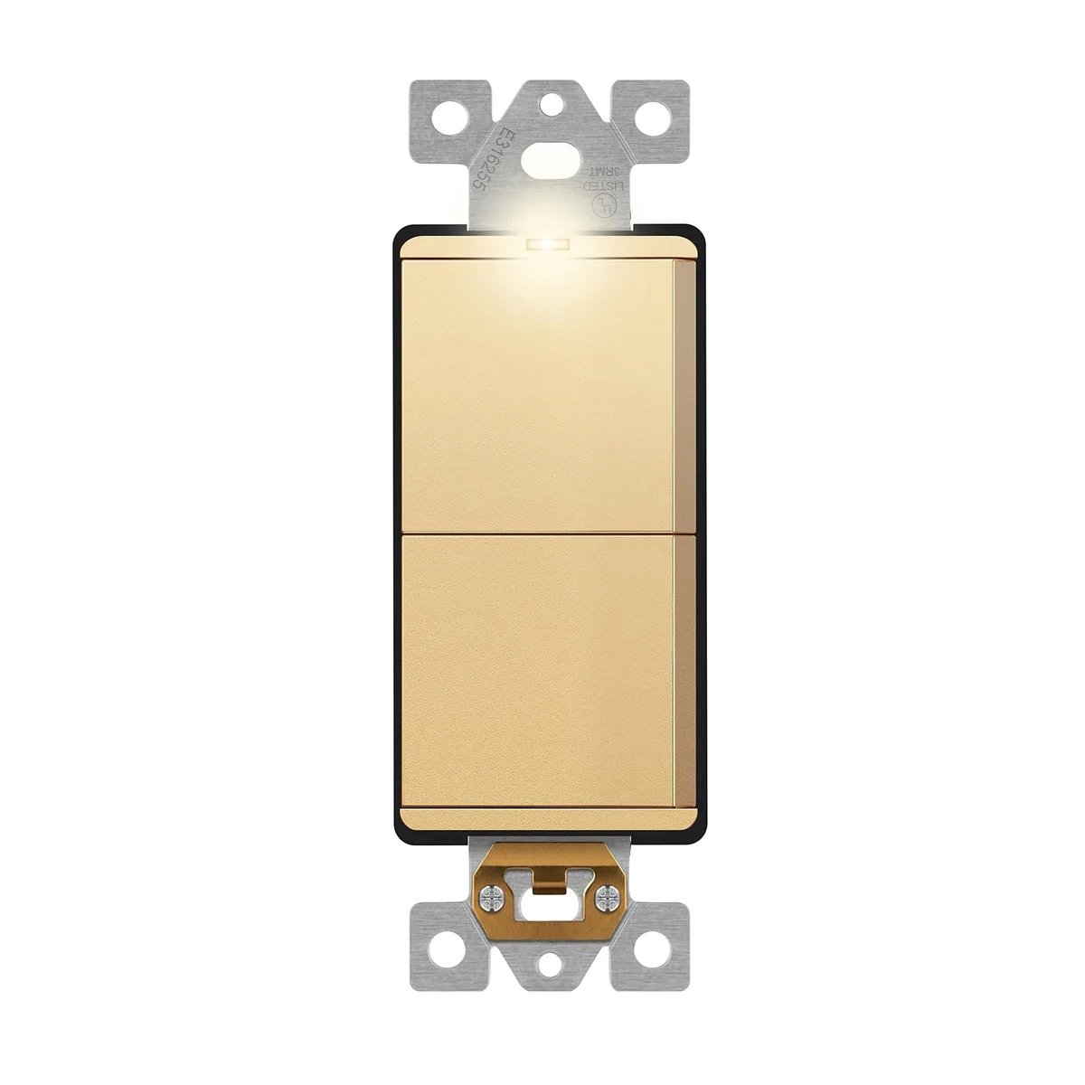 LIDER LCS2-1P-GD 15A 12V Gold Double Rocker Switch Gear — product photo