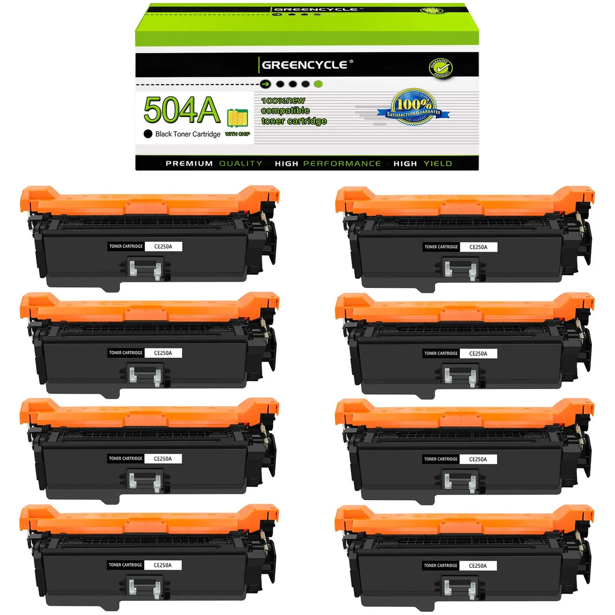 GREENCYCLE GREENCYCLE 504A CE250A Black Toner Cartridge 8 Pack — product photo