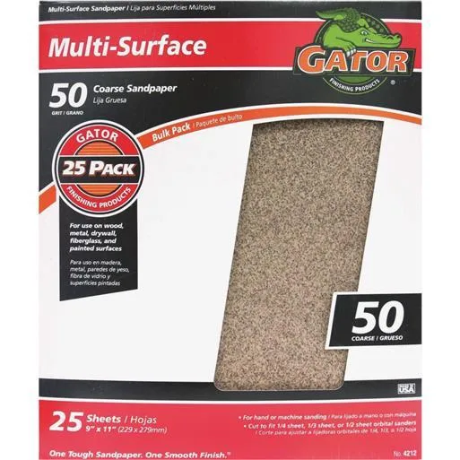 Ali Indistries Inc Ali Industries Inc 4212 50D A/O Sandpaper 25 sheets 9x11in — product photo