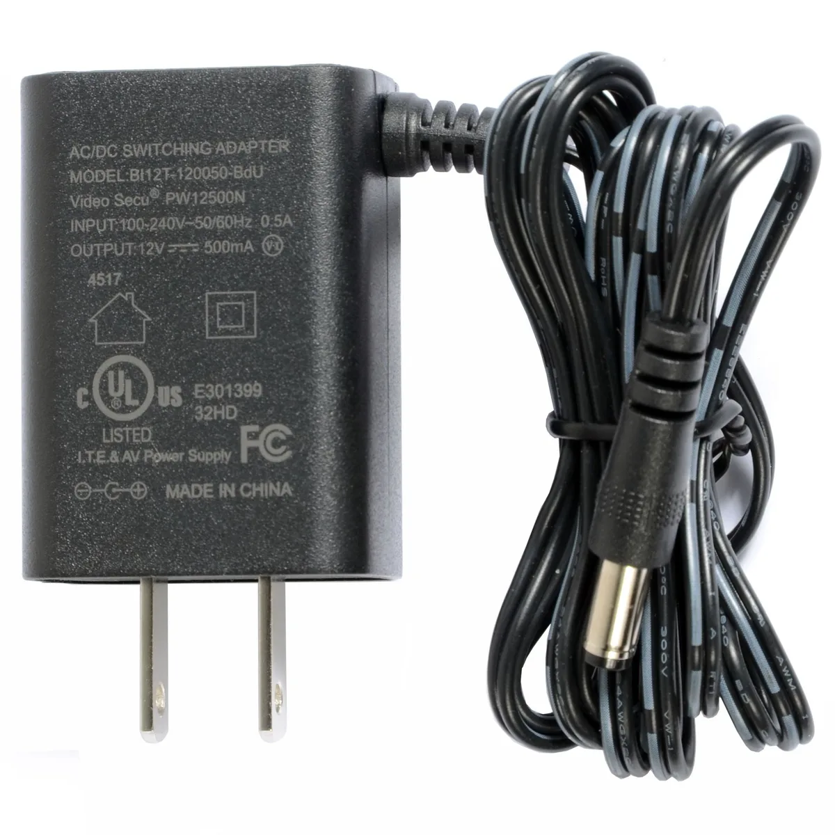 VideoSecu VideoSecu PW12500N-N1 12V DC 500mA Power Supply Surveillance Accessory — product photo