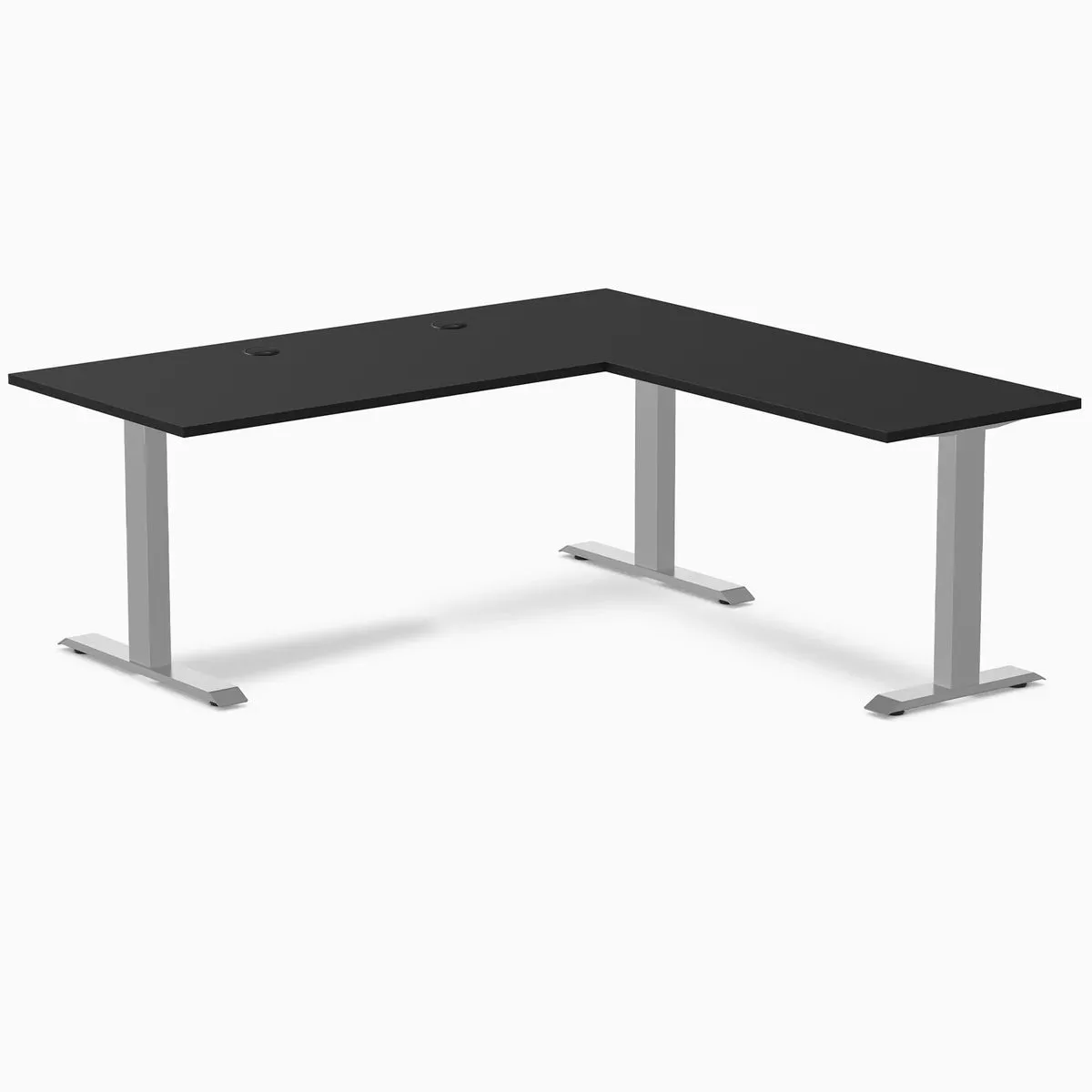 Desky Desky Zero Laminate L-Shape Office Desk Black Gray 70.9 x 29.5 x 68.9 x 23.6 in with Grommets — product photo