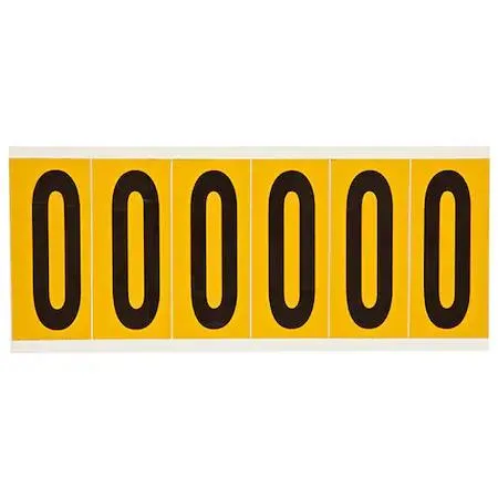 Brady Brady 1550-0 Number Label Vinyl 3-1/2inH 1-1/2inW Black/Yellow — product photo