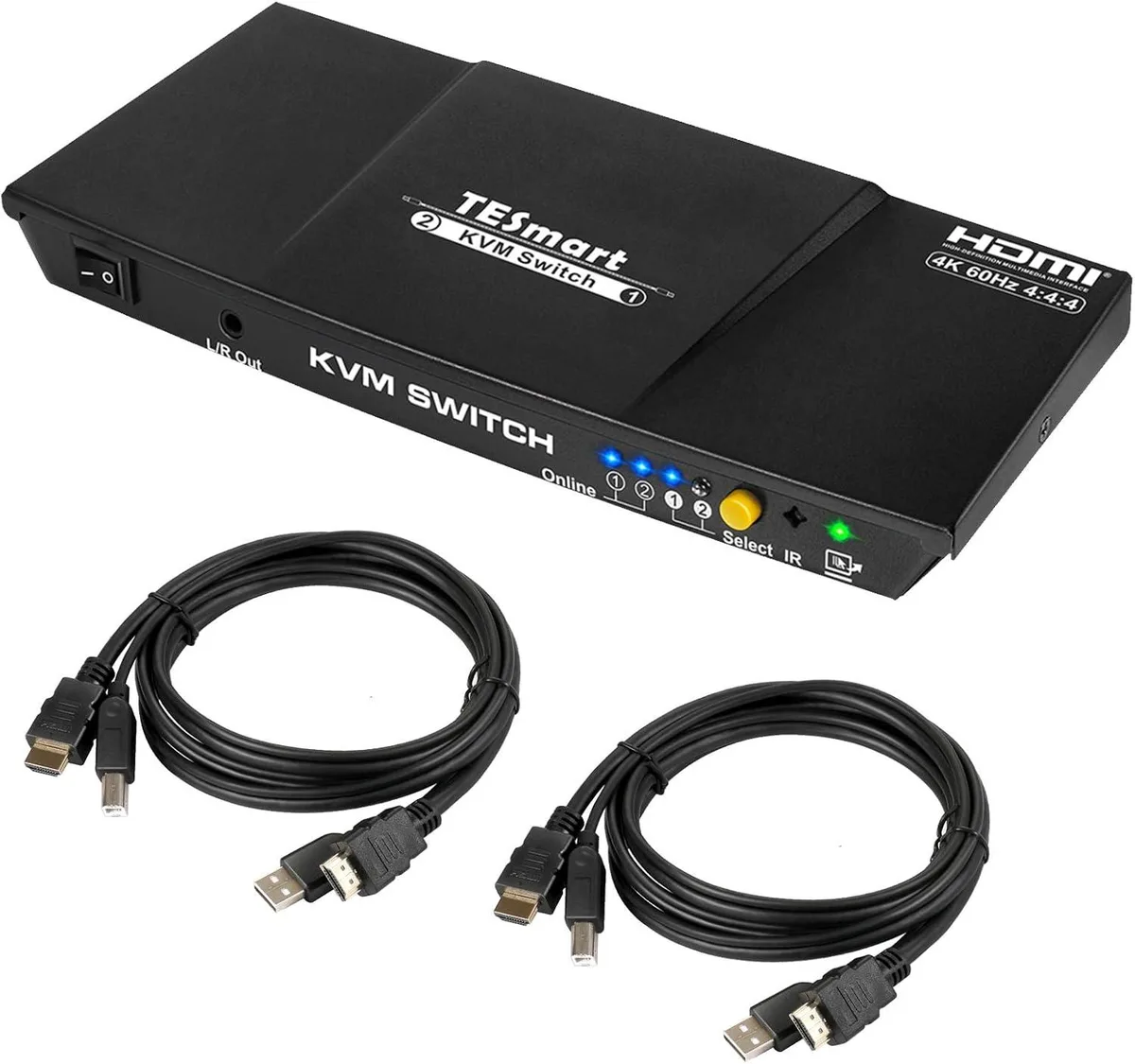 FOCUSTEC FOCUSTEC 2-Port 4K 60Hz HDMI KVM Switch with Remote (Black) — product photo