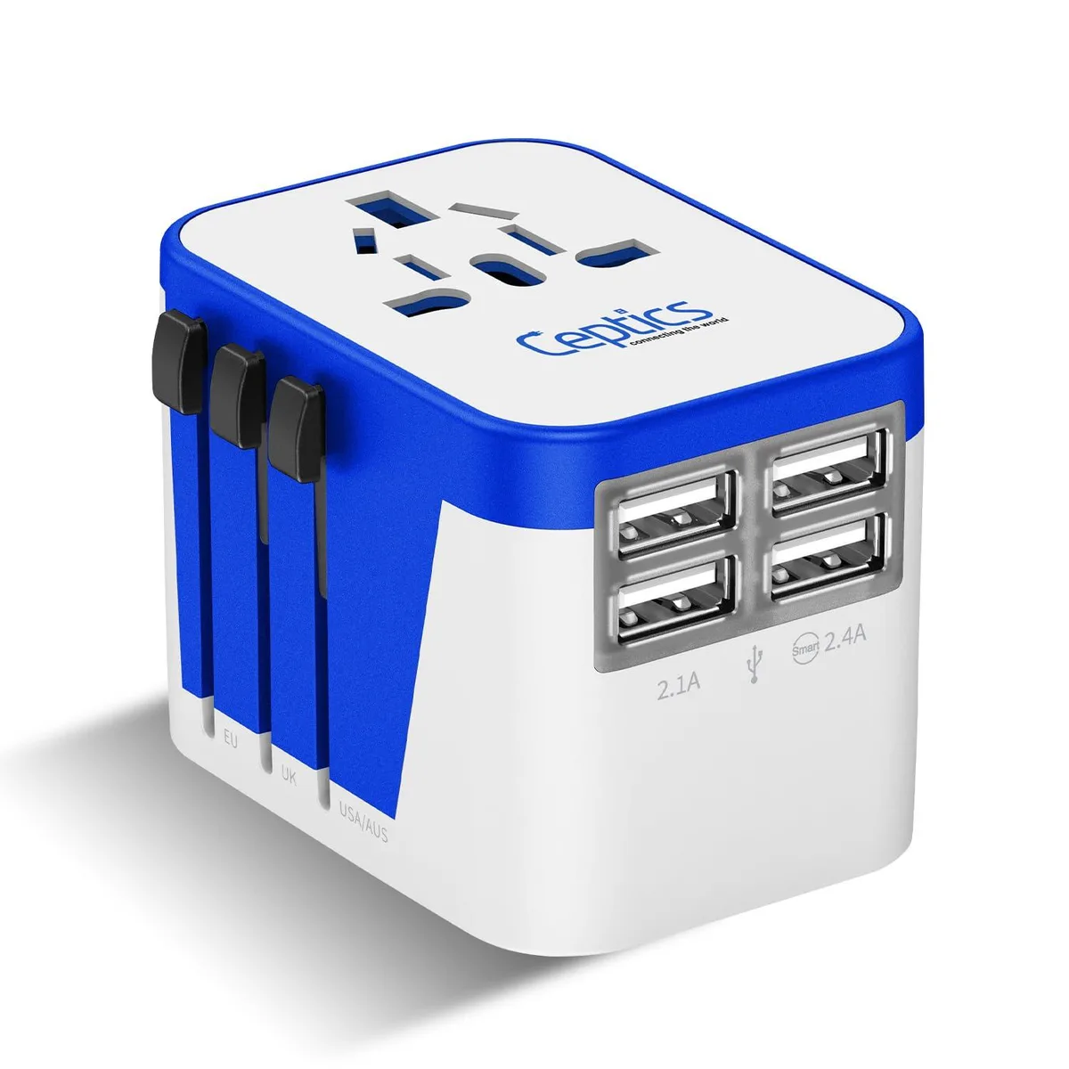  Ceptics UP-9KU Worldwide Travel Adapter 4 USB 17.5W White — product photo