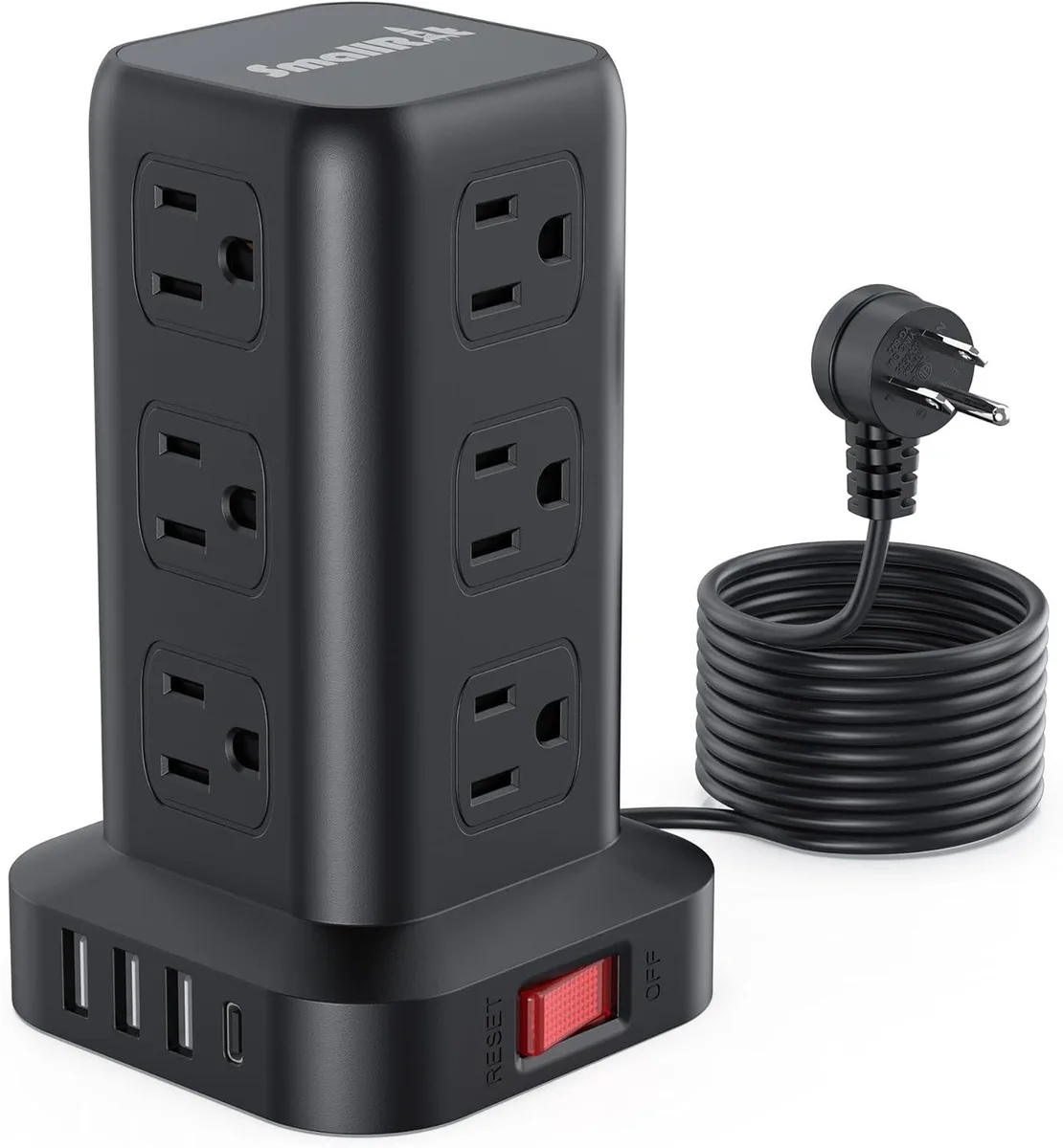 BFKK BFKK Surge Protector Power Strip Tower 10ft 12 AC 4 USB (1 USB C) — product photo