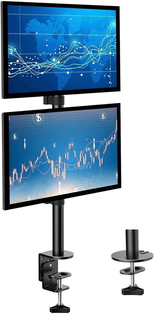 Value Brand Value Brand Dual Monitor Stand Vertical Stack 13 to 32 Inch C Clamp Grommet Base — product photo