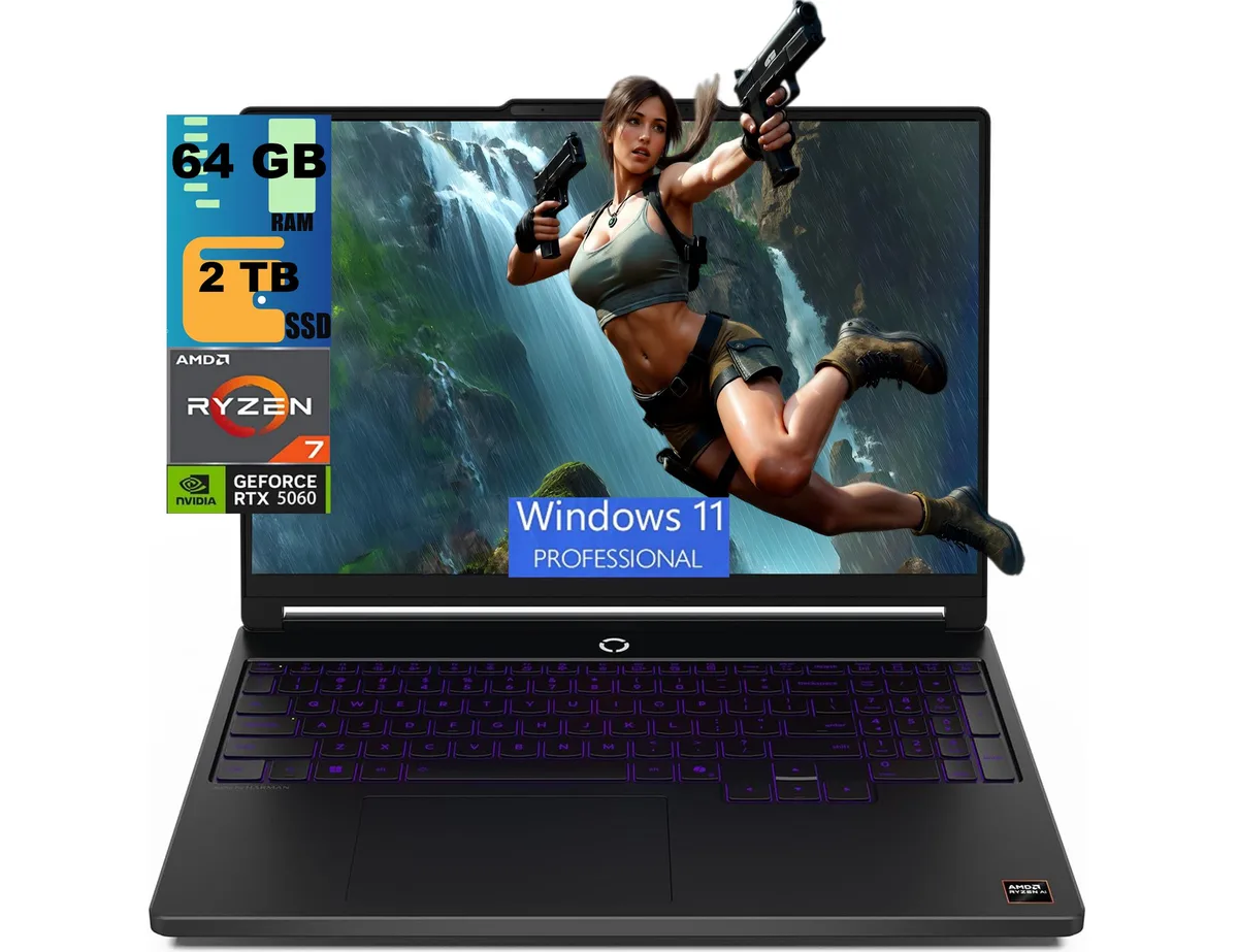 Lenovo Lenovo Legion 5a 15 gaming laptop 15.3" WQXGA 165HZ Ryzen 7 250 RTX 5060 64GB DDR5 2TB PCIe — product photo