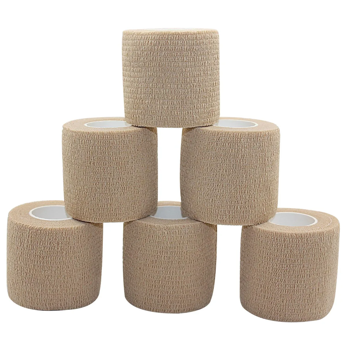 COMOmed COMOmed Self Adherent Cohesive Bandage 2"x5 Yards Tan 6 Rolls First Aid — product photo