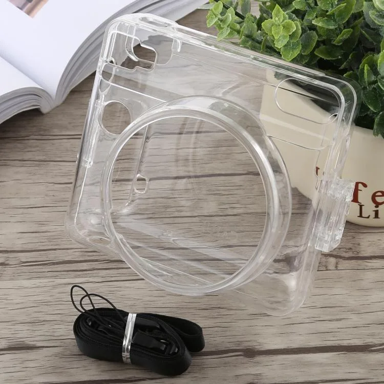 Transparent crystal flip case with removable strap for instax SQUARE SQ6
