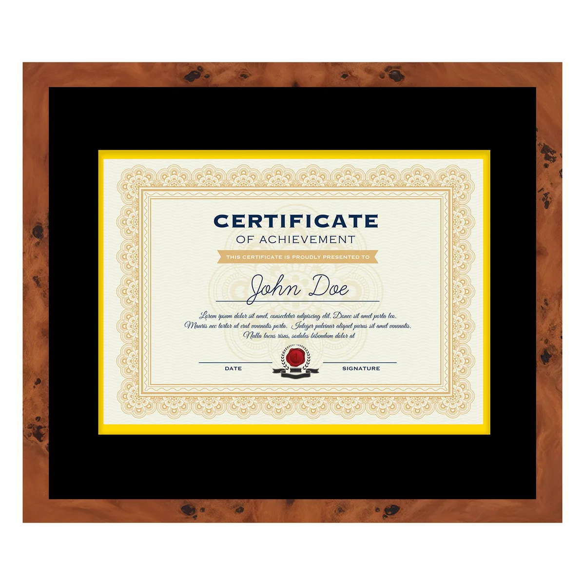 CustomPictureFrames.com CustomPictureFrames.com Brown 16x19 Diploma Frame - Black on Gold Double Mat — product photo