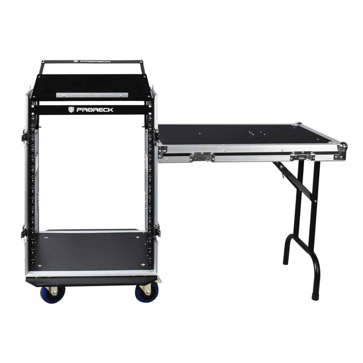 PRORECK PRORECK PR-16UT 16U Server Rack with Slant Mixer Top, Side Table, Casters, 20in Depth — product photo