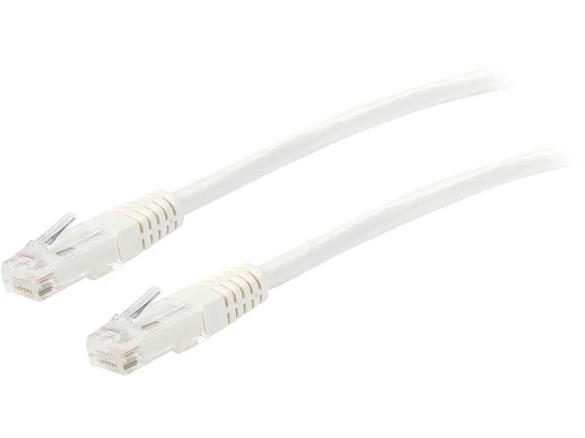 White Cat6 patch cable, 20 ft, RJ-45 connectors on both ends