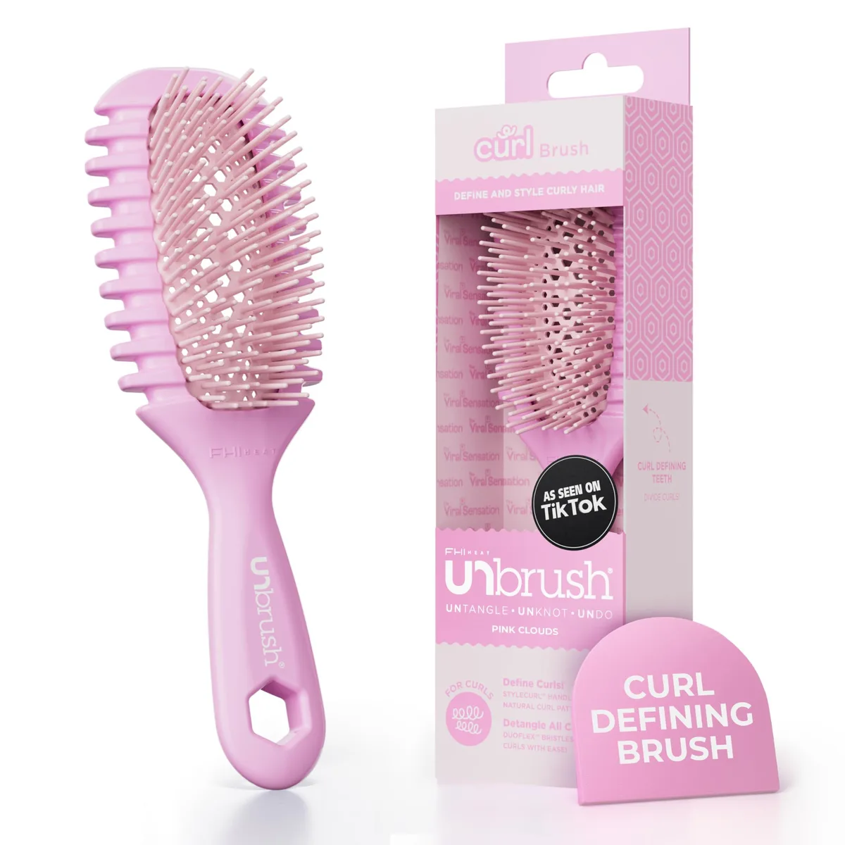 Pink Clouds curl brush with vented back and DuoFlex bristles