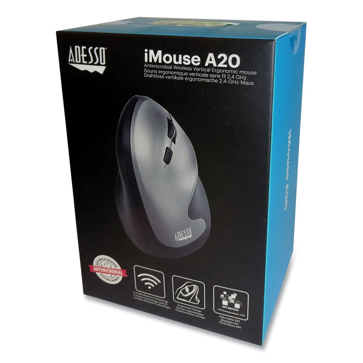 Adesso Adesso iMouse A20 Antimicrobial Wireless Mouse Black/granite — product photo