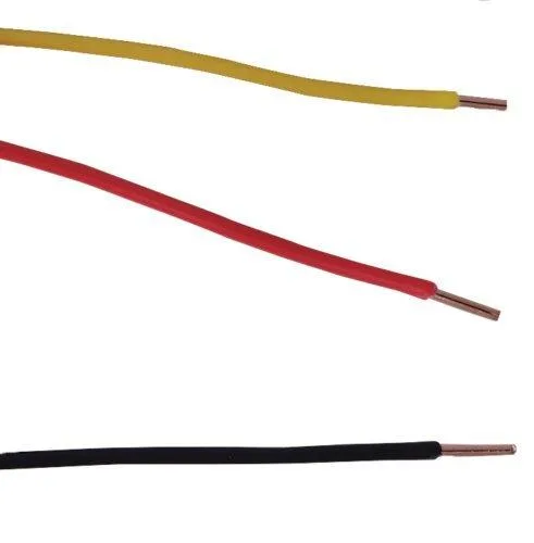 Three spools of 22 AWG solid hook-up wire in black red yellow