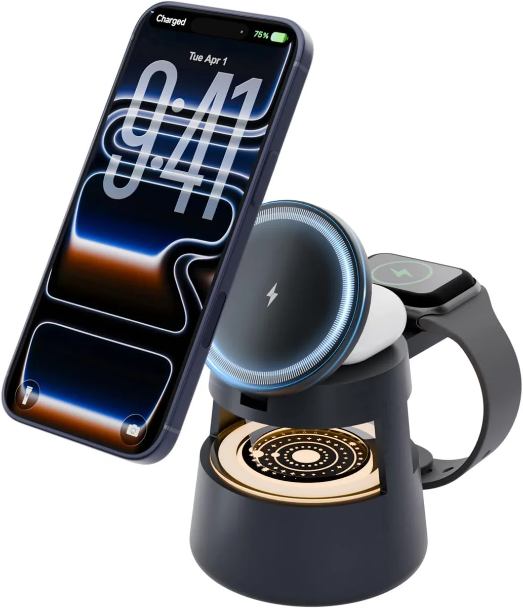 Luisport Luisport 4-in-1 Wireless Charger 15W Mushroom Light Black — product photo