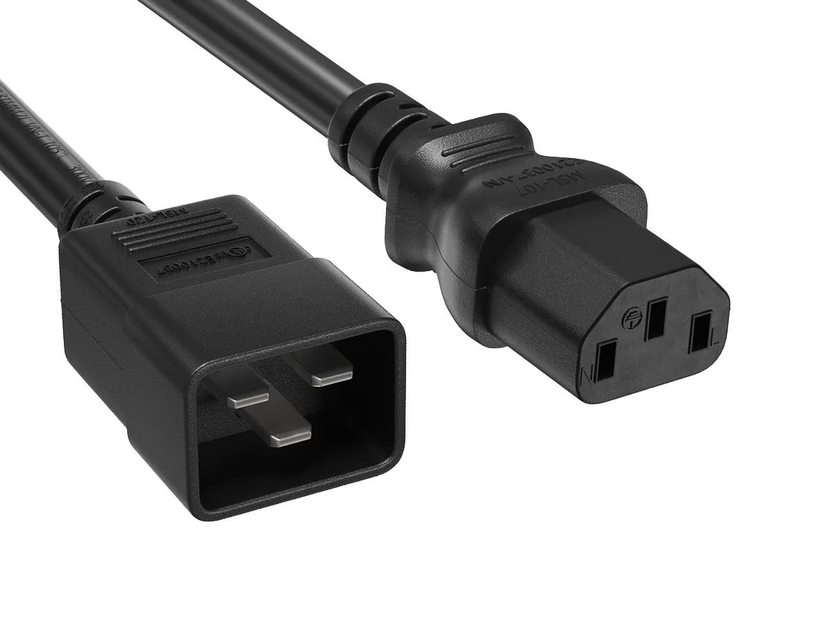 Cable Leader Cable Leader 3ft IEC C20 to C13 Heavy Duty Power Extension Cord 14 AWG 15A 250V Black — product photo
