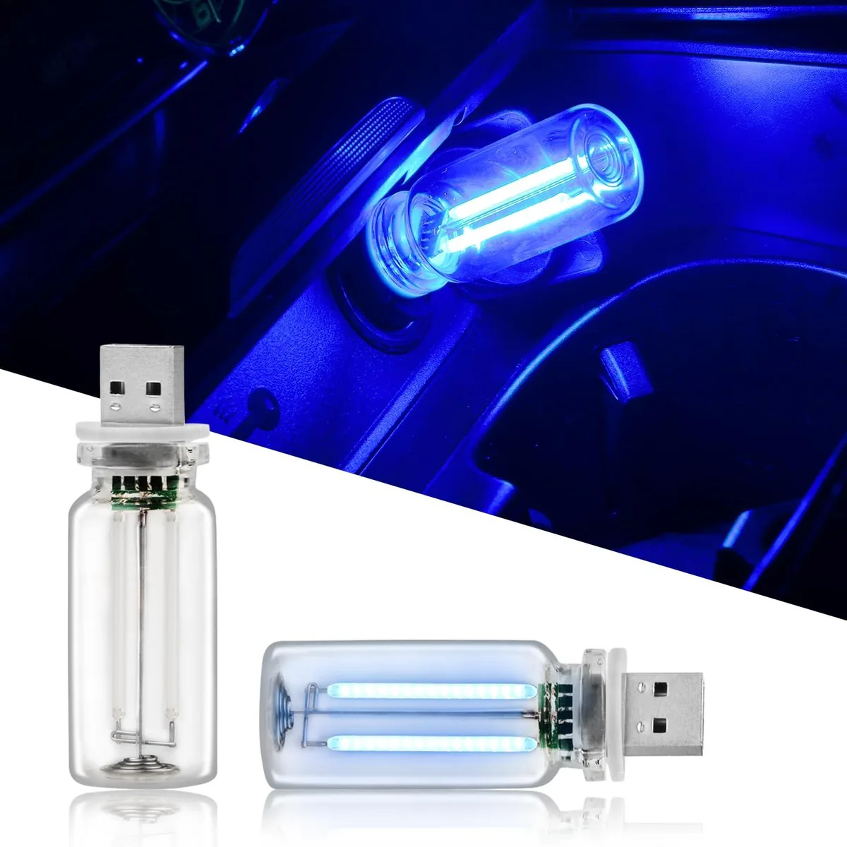  2PCS USB Lights for Car Blue automotive specialty lighting — product photo