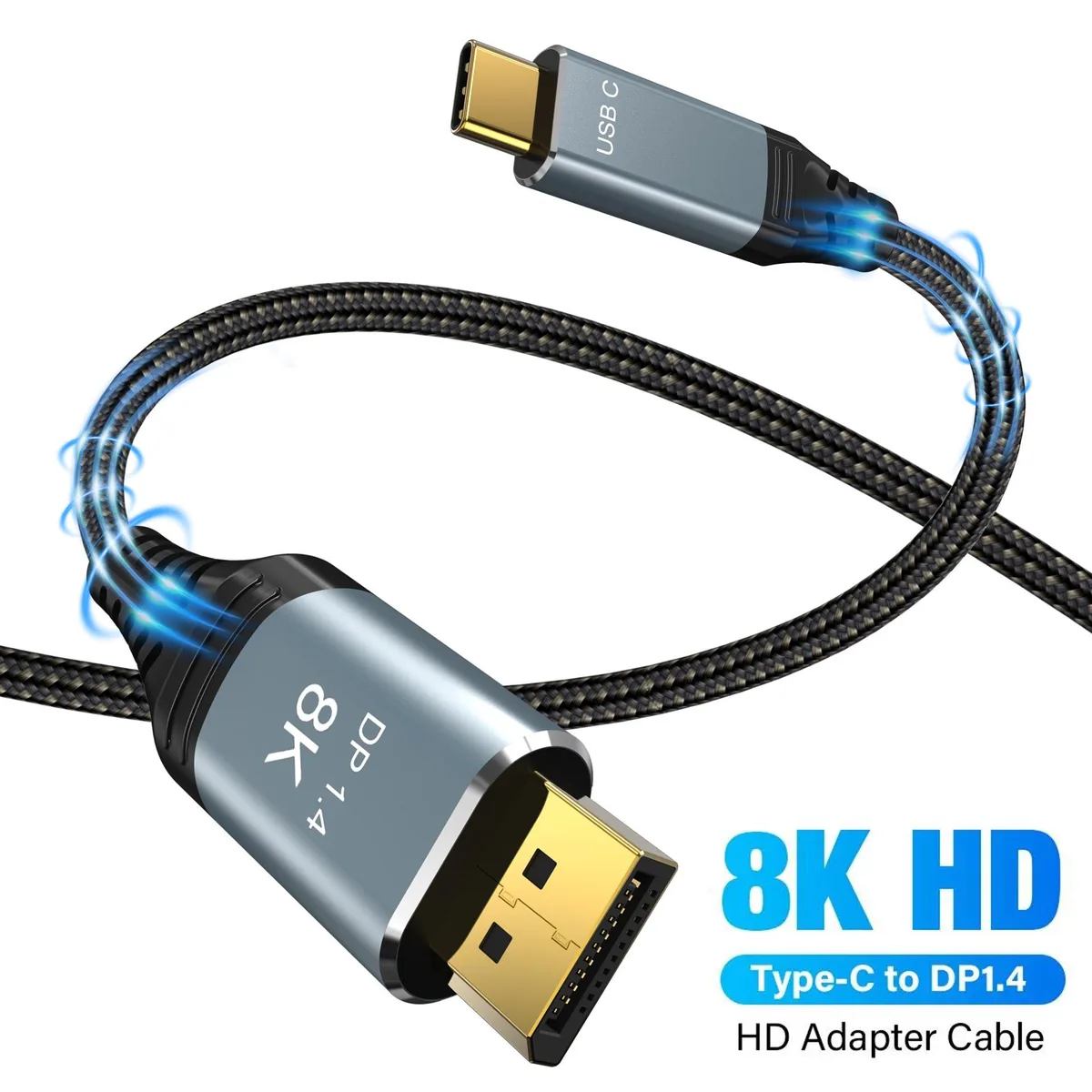 LUOM LUOM TJ-A055 USB-C to DisplayPort 1.4 cable 10 ft 8K 60Hz 4K 144Hz 2K 240Hz — product photo