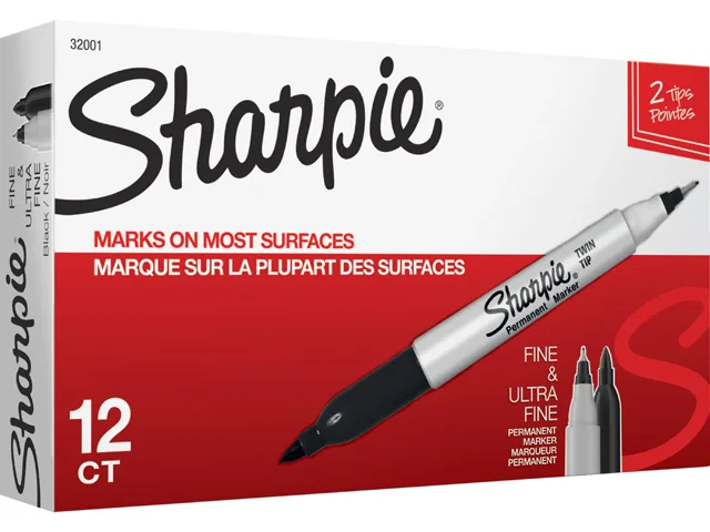 Sharpie Sharpie 32001BX Twin Tip Permanent Markers Black 12 Pack — product photo