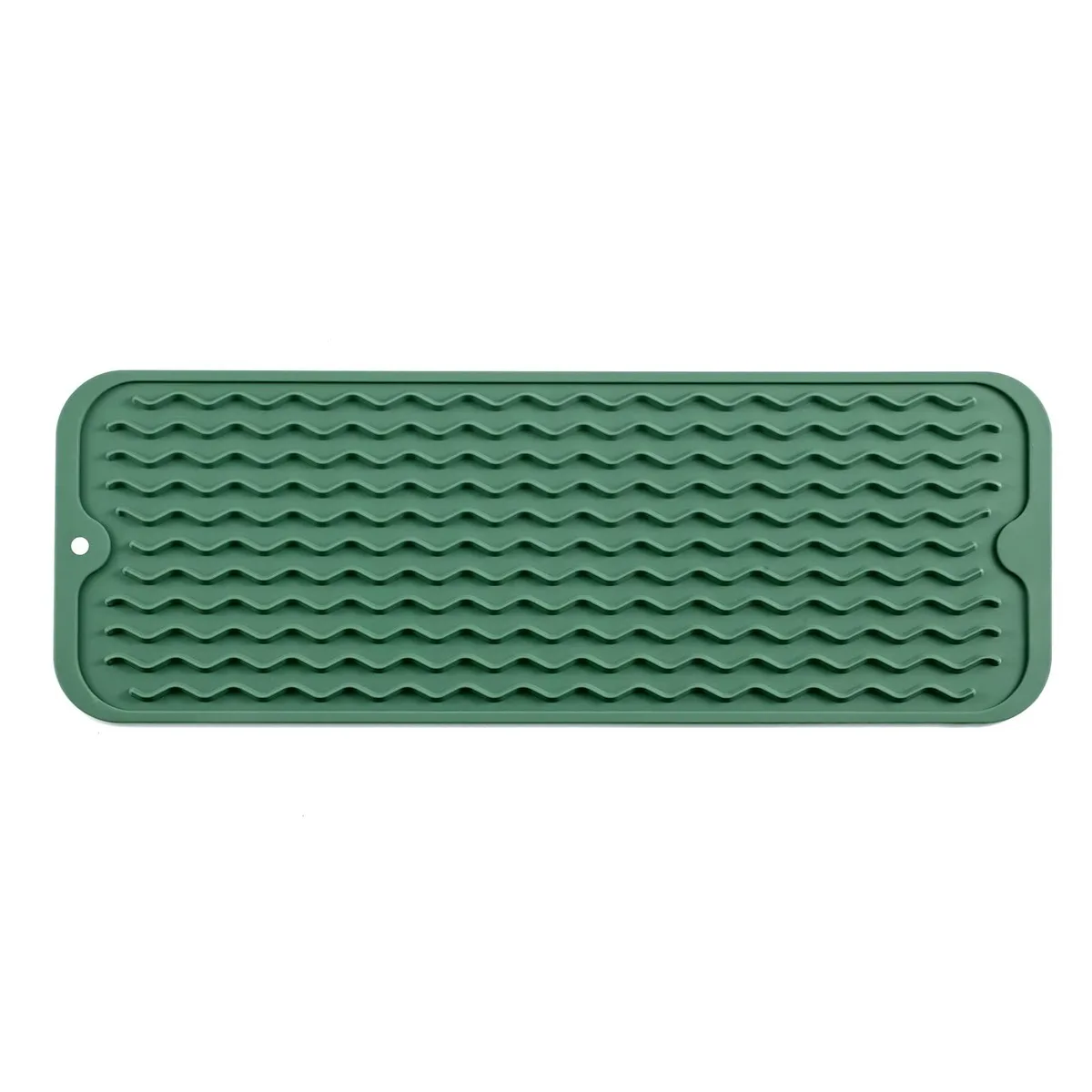 Green silicone mat, 17 by 6 inches, soft and flexible
