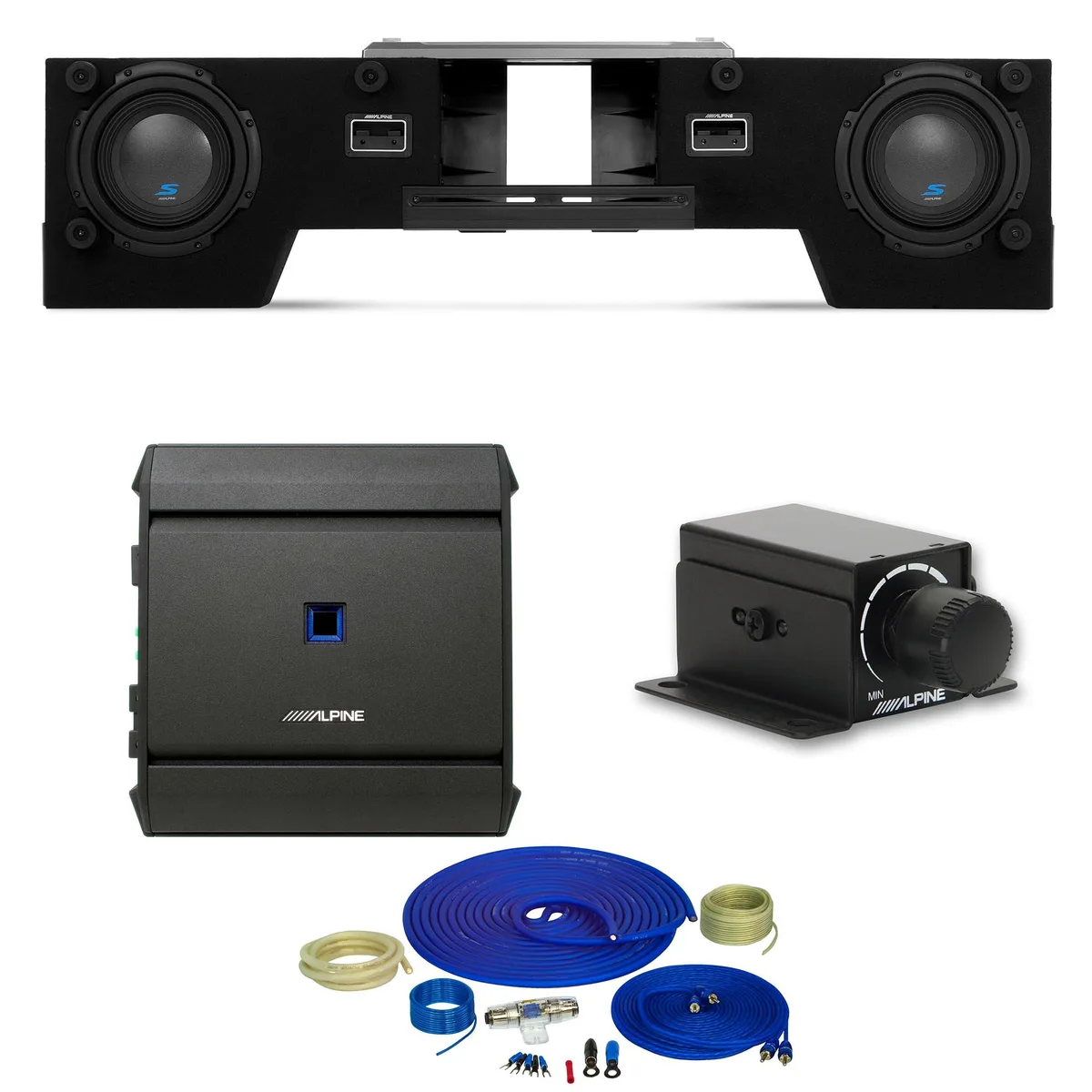 Alpine Alpine S-DB8V-TRK dual 8" truck subwoofer bundle with 600 W amp — product photo