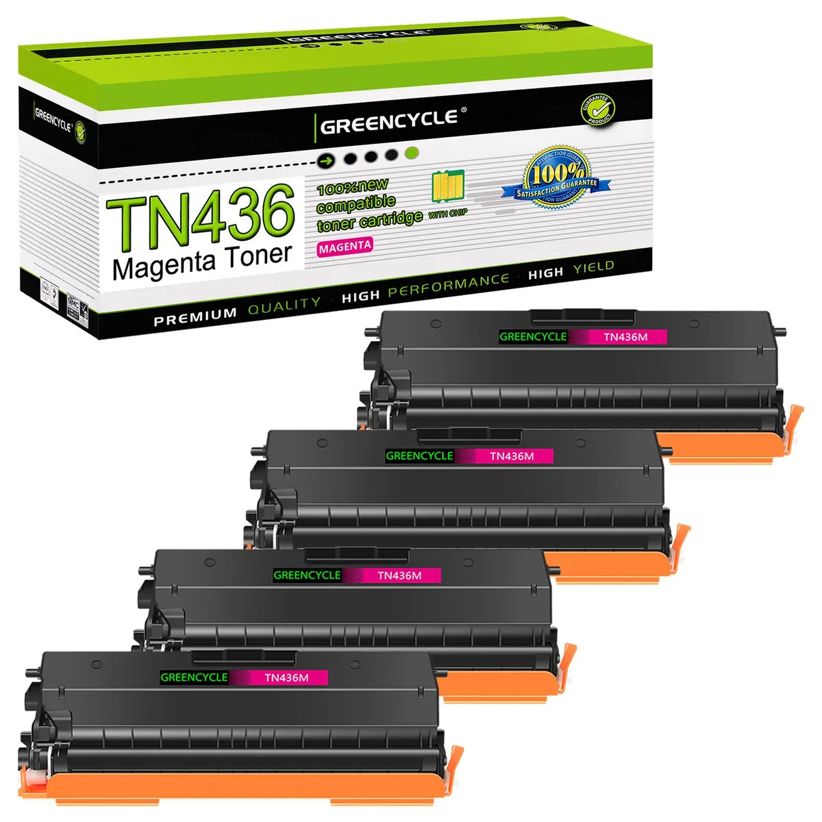 GREENCYCLE GREENCYCLE TN436M Magenta Toner Cartridge 4 Pack 6500 Pages — product photo