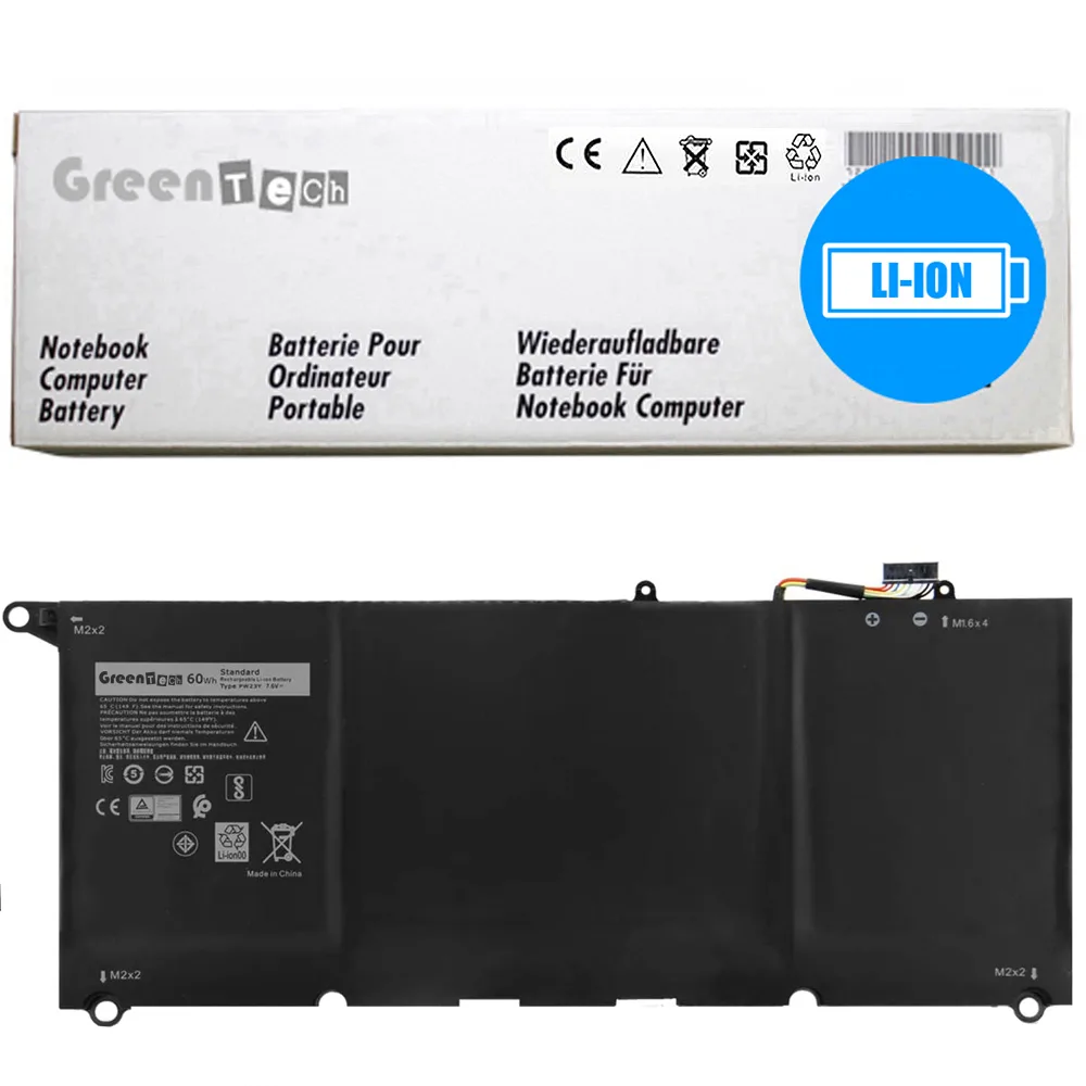 NShi NShi PW23Y laptop battery for Dell XPS 13 9360 7.6V 60WHR 7895mAh 4-cell — product photo