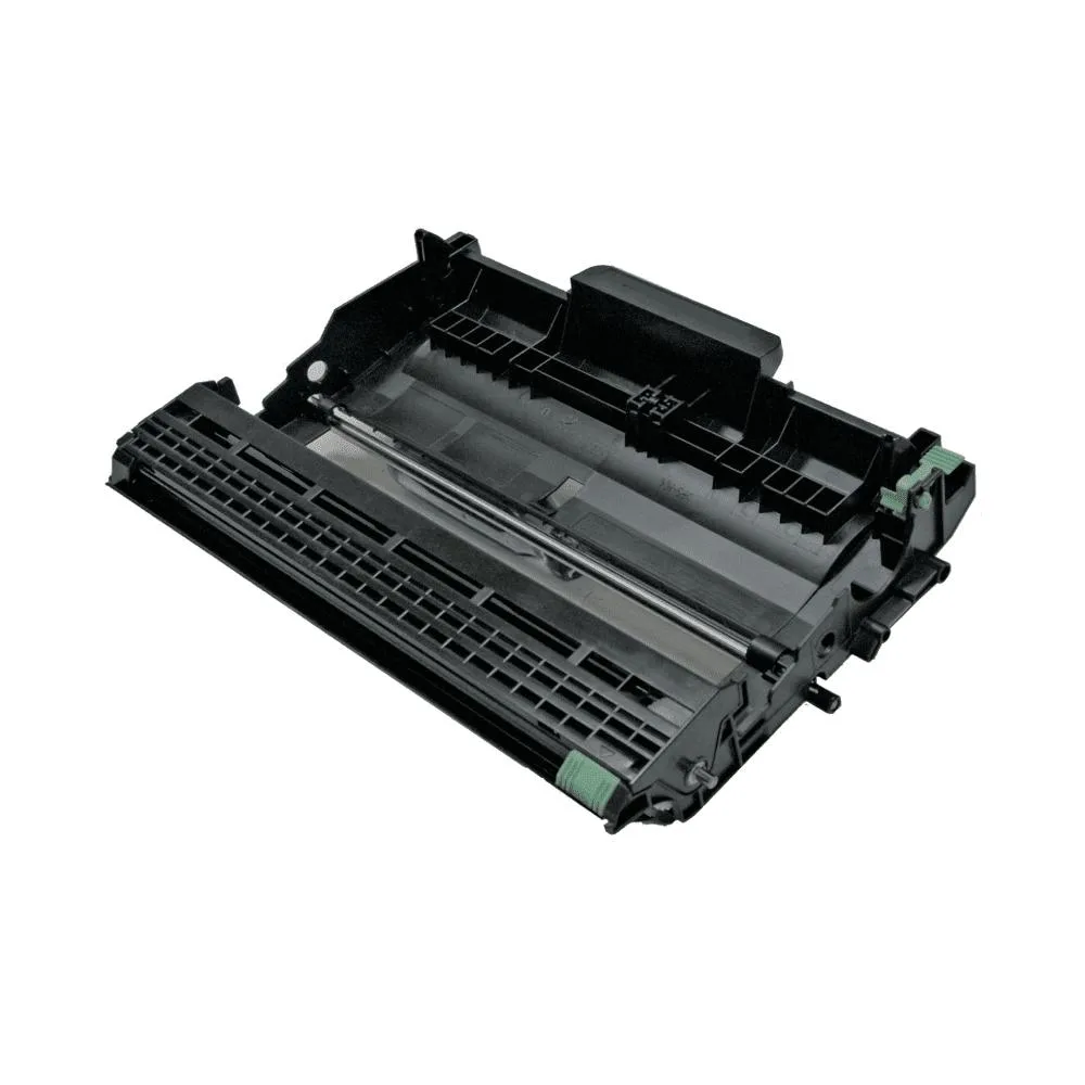 Rectangular black drum unit with green roller visible