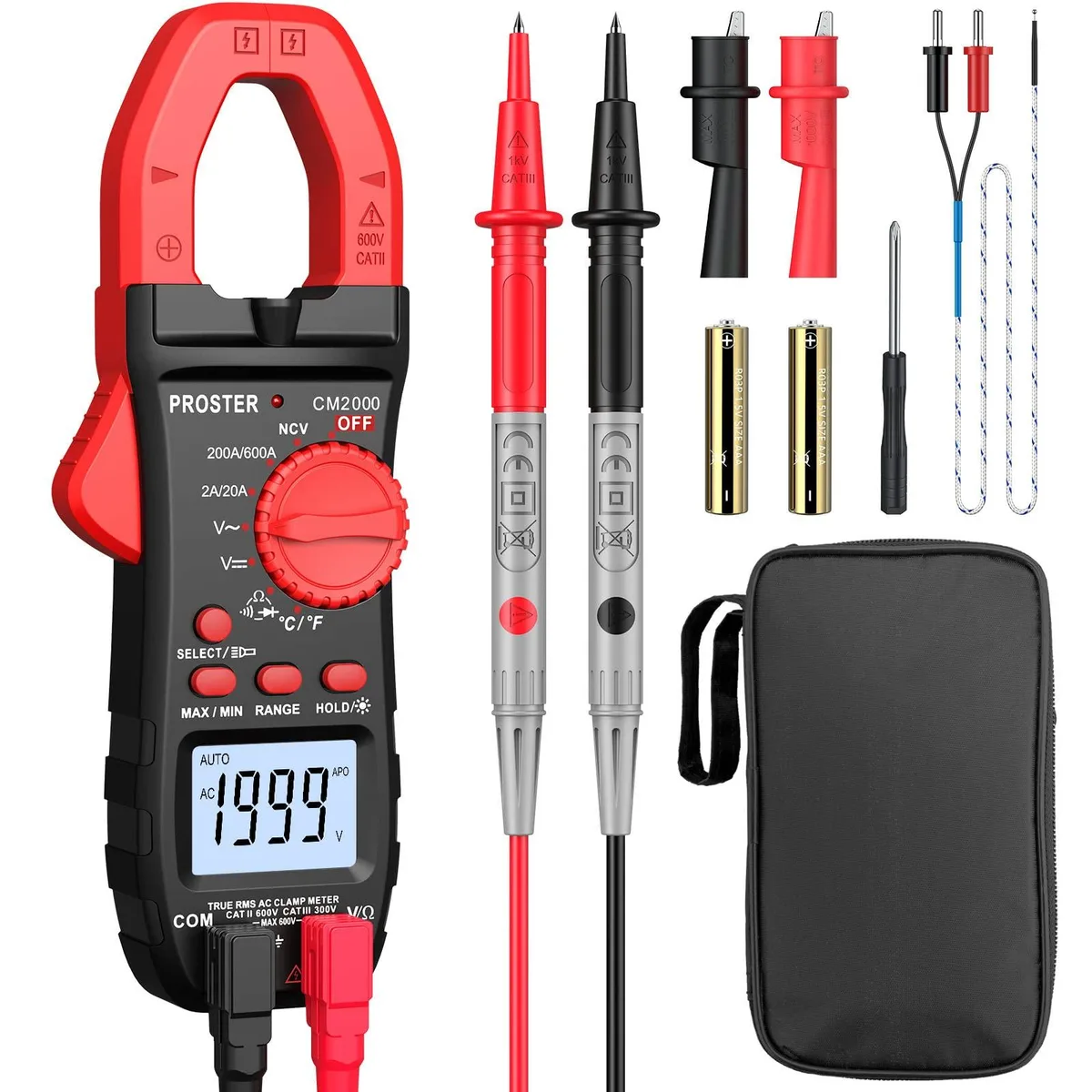 KEHIPI KEHIPI Digital Clamp Meter 2000 Counts TRMS 600A AC/DC NCV — product photo