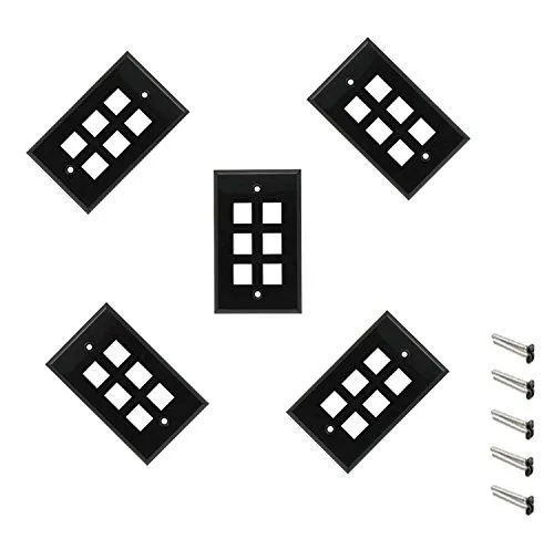 iMBAPrice iMBAPrice 6 Port Keystone Wall Plate 1-Gang Black Pack of 5 — product photo