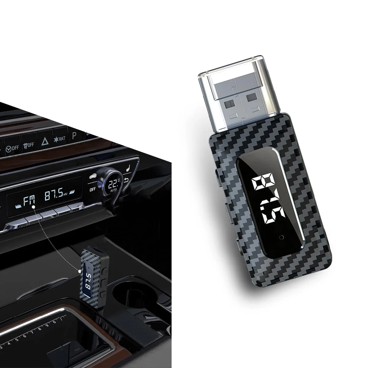 Small black Bluetooth 5.3 adapter with USB plug and 3.5mm jack