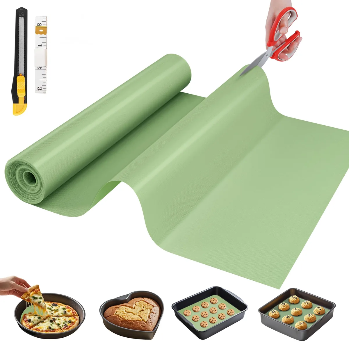 Matcha green silicone baking mat roll 12 inches by 6 feet