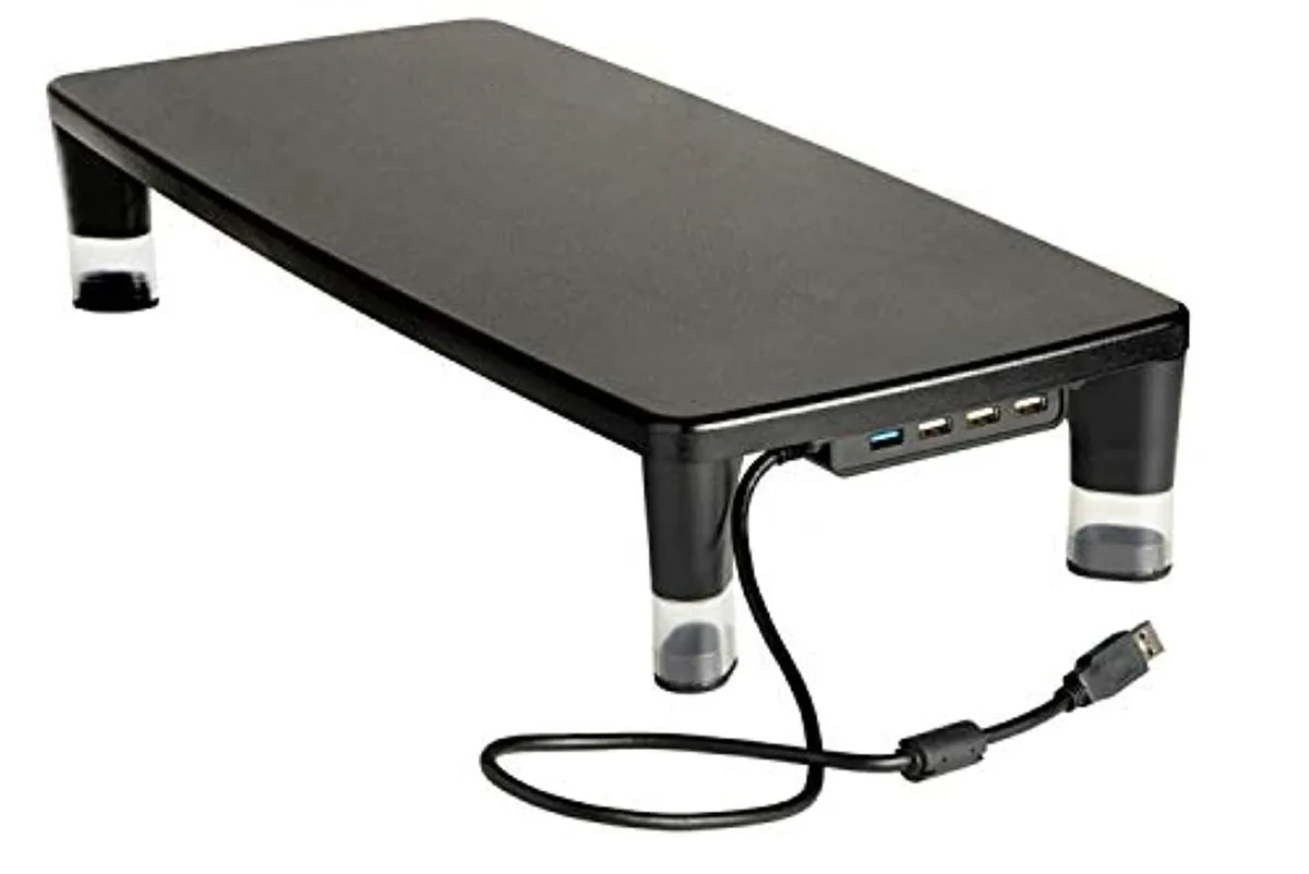 3M 3M Monitor Stand MS100B 21.6 x 9.4 x 2.7 to 3.9 Black/Clear 33 lbs — product photo